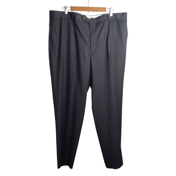 Statement Other - Statement Mens Dress Pants Navy Stripes Flat Front Comfortable Fit SZ 42W/30 NWT